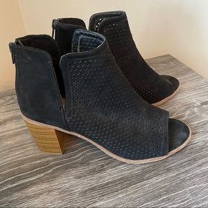 Suede Peep Toe Booties